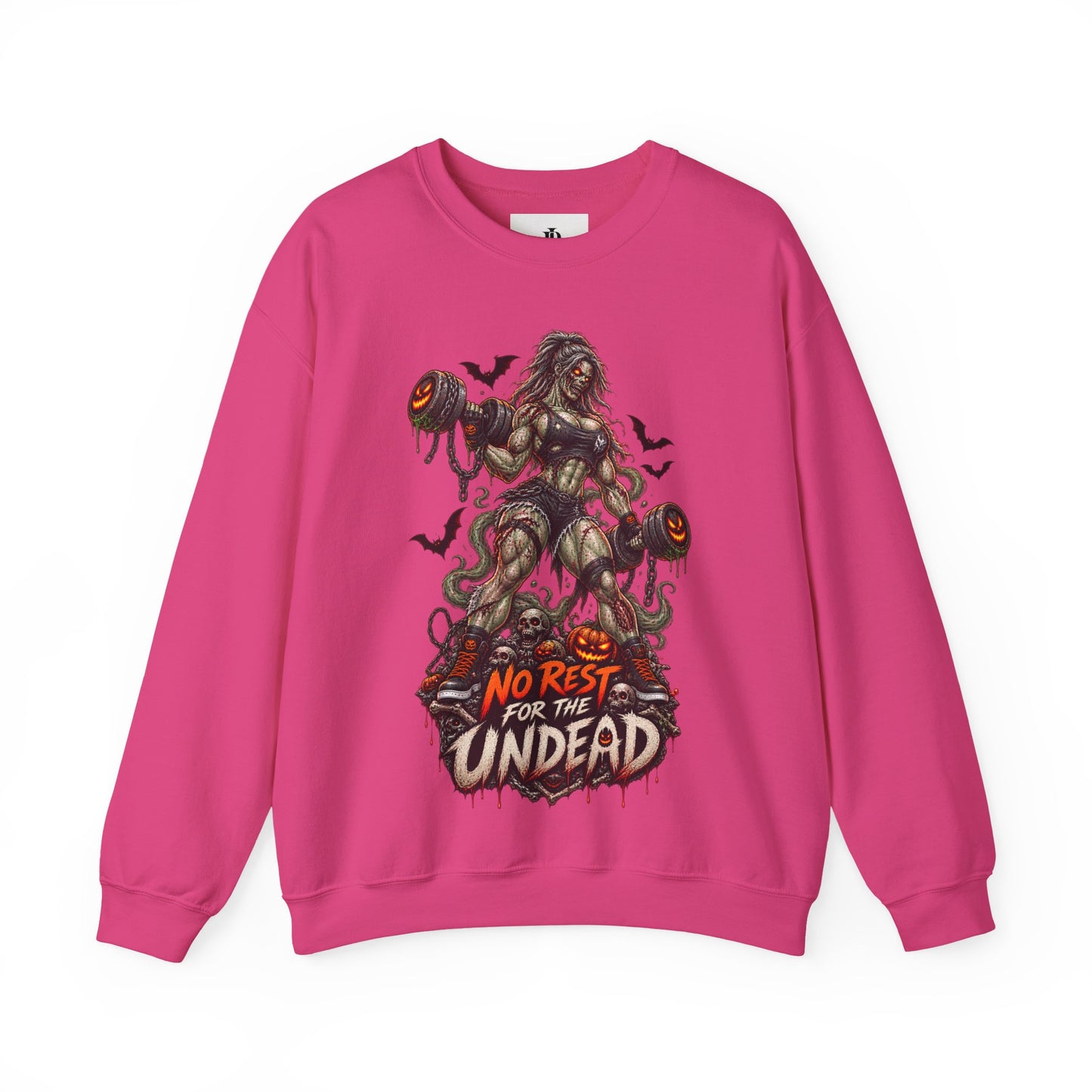 Zombie Weightlifter Sweatshirt — "No Rest for the Undead" Graphic Crewneck