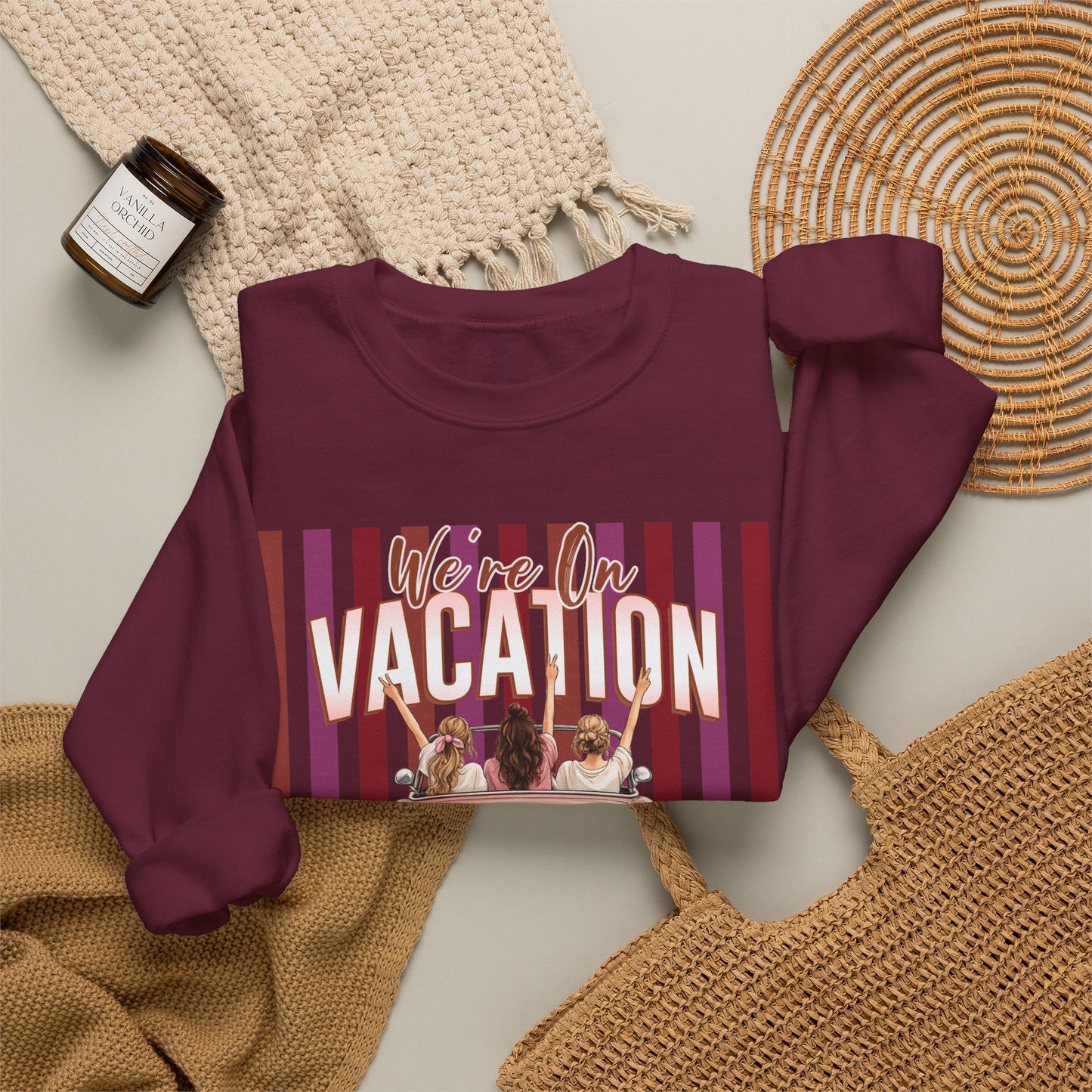 Girls Trip Sweatshirt, Personalized Vacation Crewneck, Soft Midweight Cotton Blend