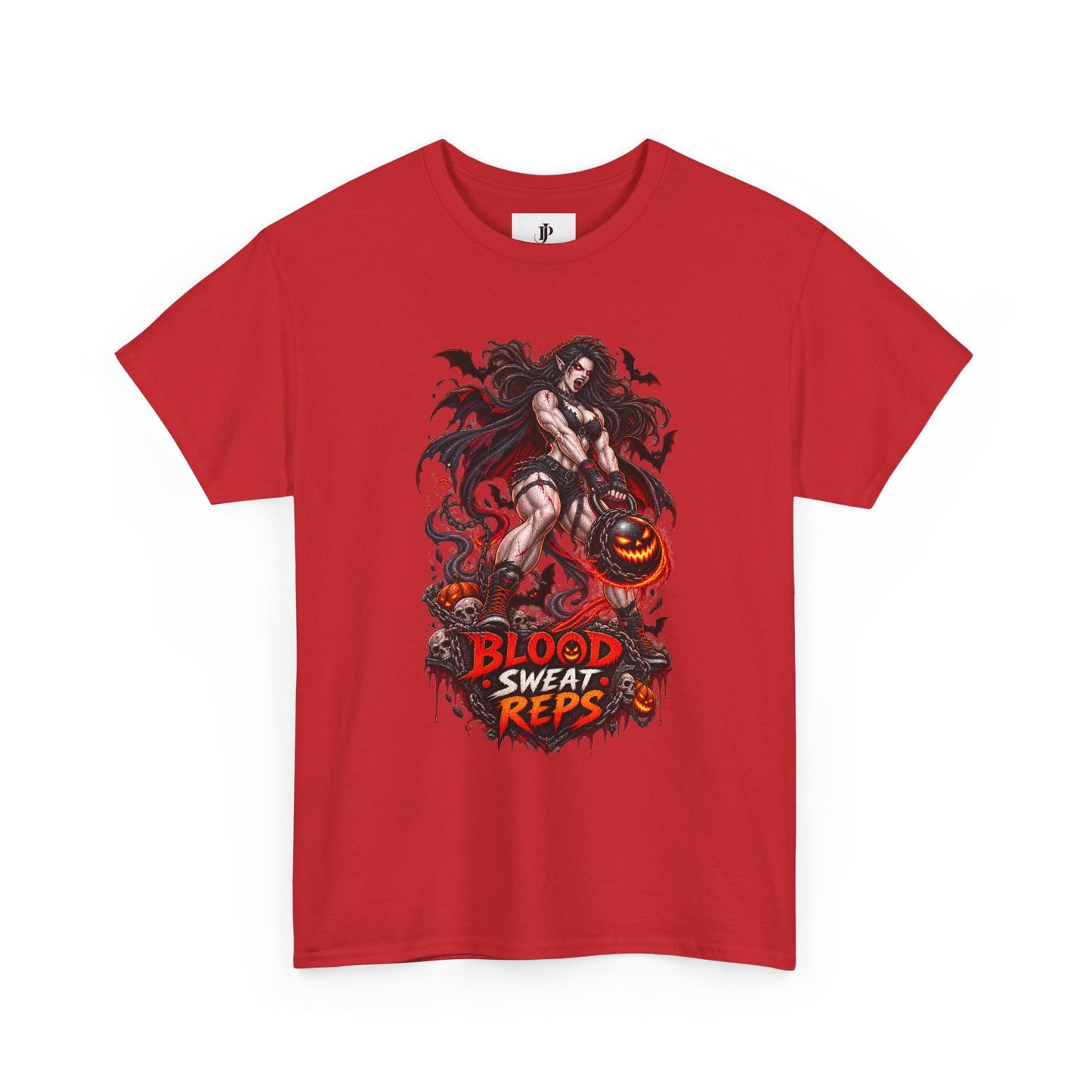 T-Shirt — Blood Sweat Reps Gym Tee (Barbell Demon Illustration)