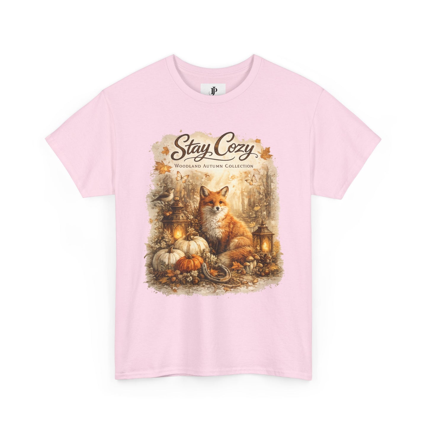 Stay Cozy Fox Fall Scene Tee | Autumn Pumpkin Lantern Woodland Shirt