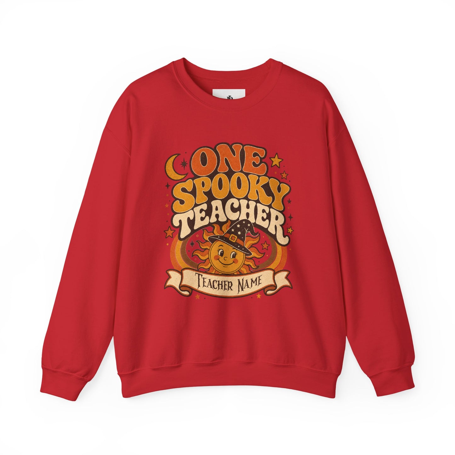 Spooky Teacher Sweatshirt, Personalized Retro Halloween Crewneck, Heavy Blend Cotton