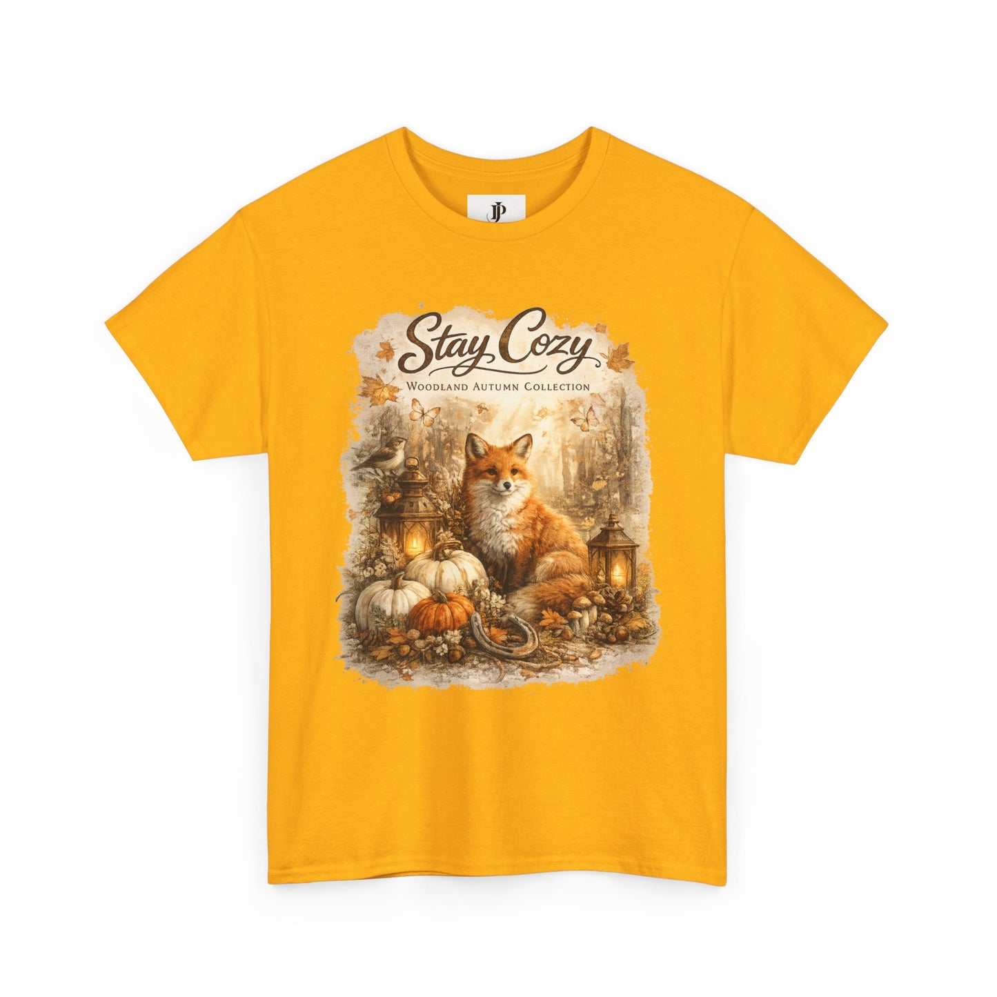 Stay Cozy Fox Fall Scene Tee | Autumn Pumpkin Lantern Woodland Shirt