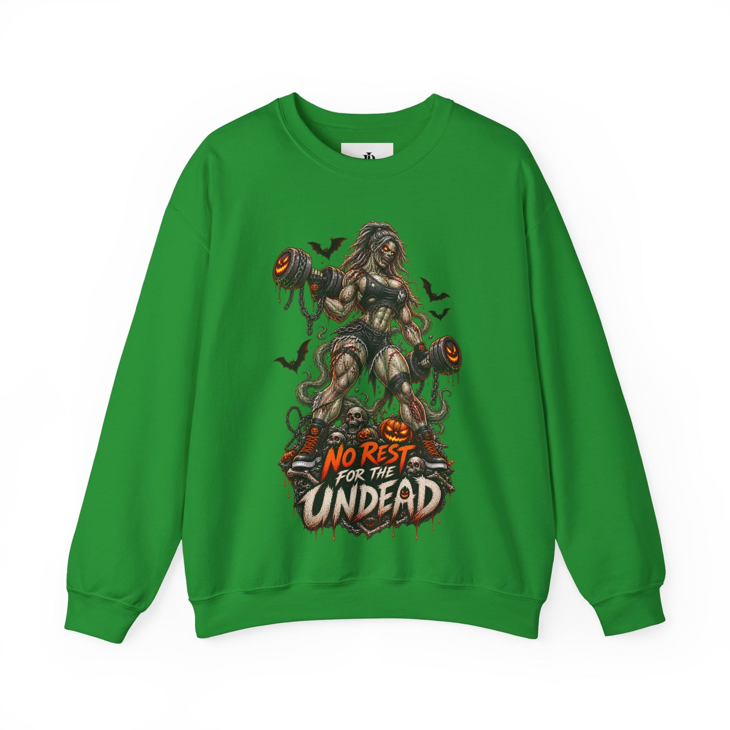 Zombie Weightlifter Sweatshirt — "No Rest for the Undead" Graphic Crewneck