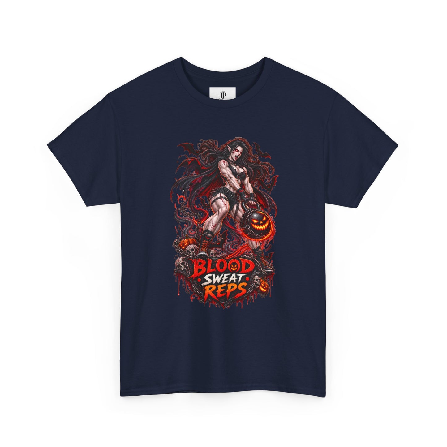 T-Shirt — Blood Sweat Reps Gym Tee (Barbell Demon Illustration)