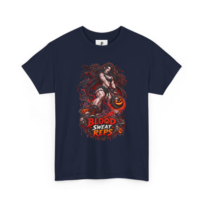 T-Shirt — Blood Sweat Reps Gym Tee (Barbell Demon Illustration)