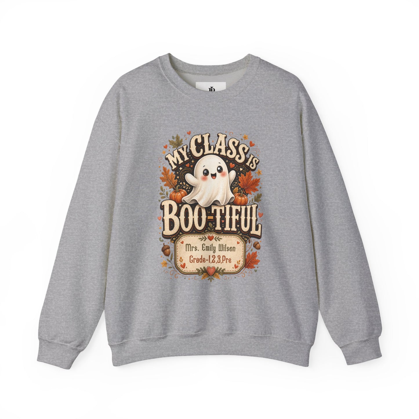 Teacher Halloween Sweatshirt Personalized, My Class Is Bootiful Crewneck, Soft Cotton Blend