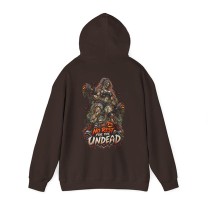Undead Horror Hoodie – “No Rest for the Undead” Graphic Sweatshirt