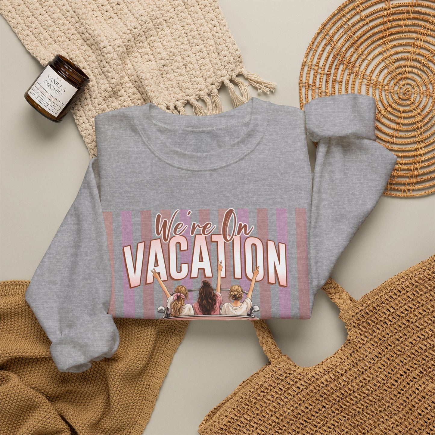 Girls Trip Sweatshirt, Personalized Vacation Crewneck, Soft Midweight Cotton Blend