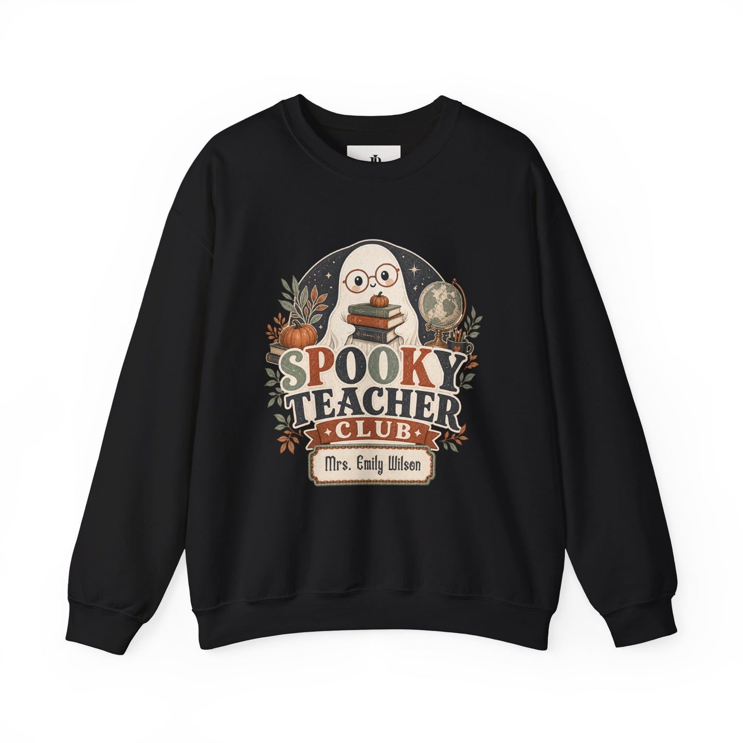 Spooky Teacher Sweatshirt, Personalized Halloween Ghost Crewneck, Soft Unisex Fit