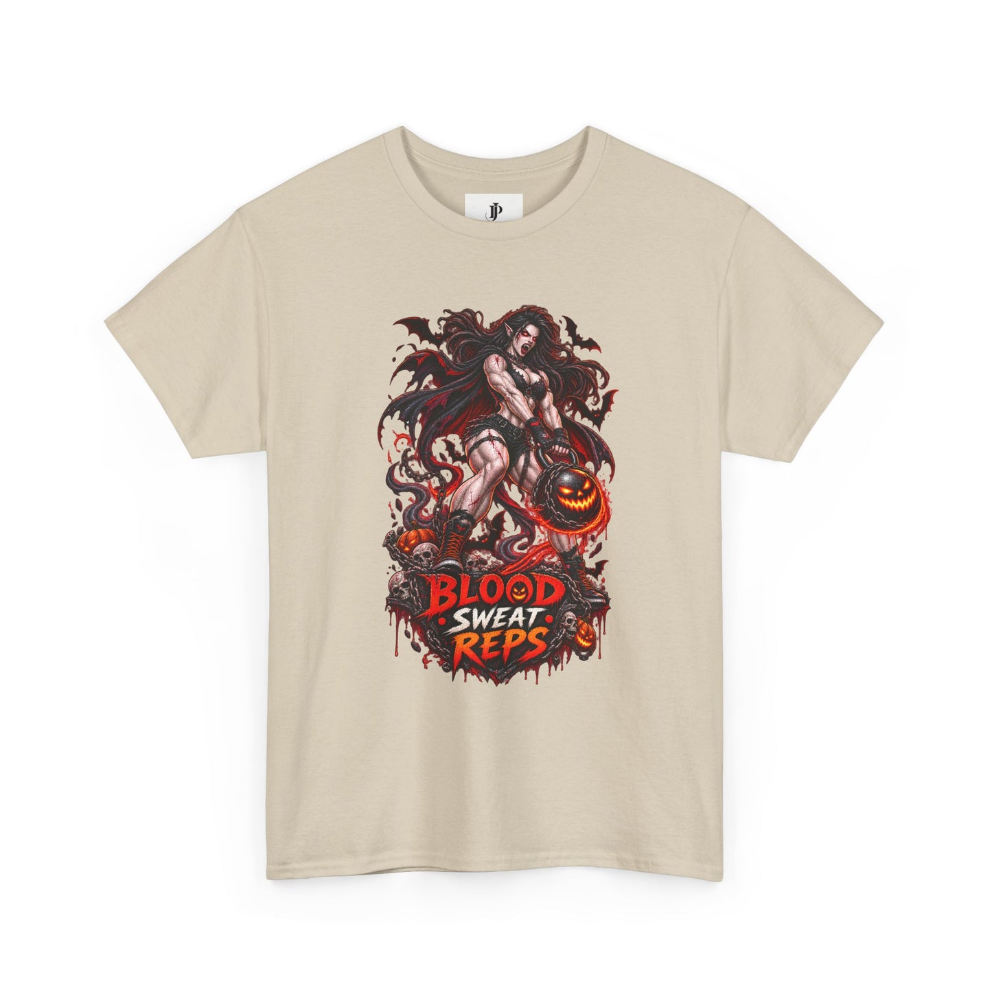 T-Shirt — Blood Sweat Reps Gym Tee (Barbell Demon Illustration)