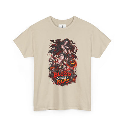 T-Shirt — Blood Sweat Reps Gym Tee (Barbell Demon Illustration)