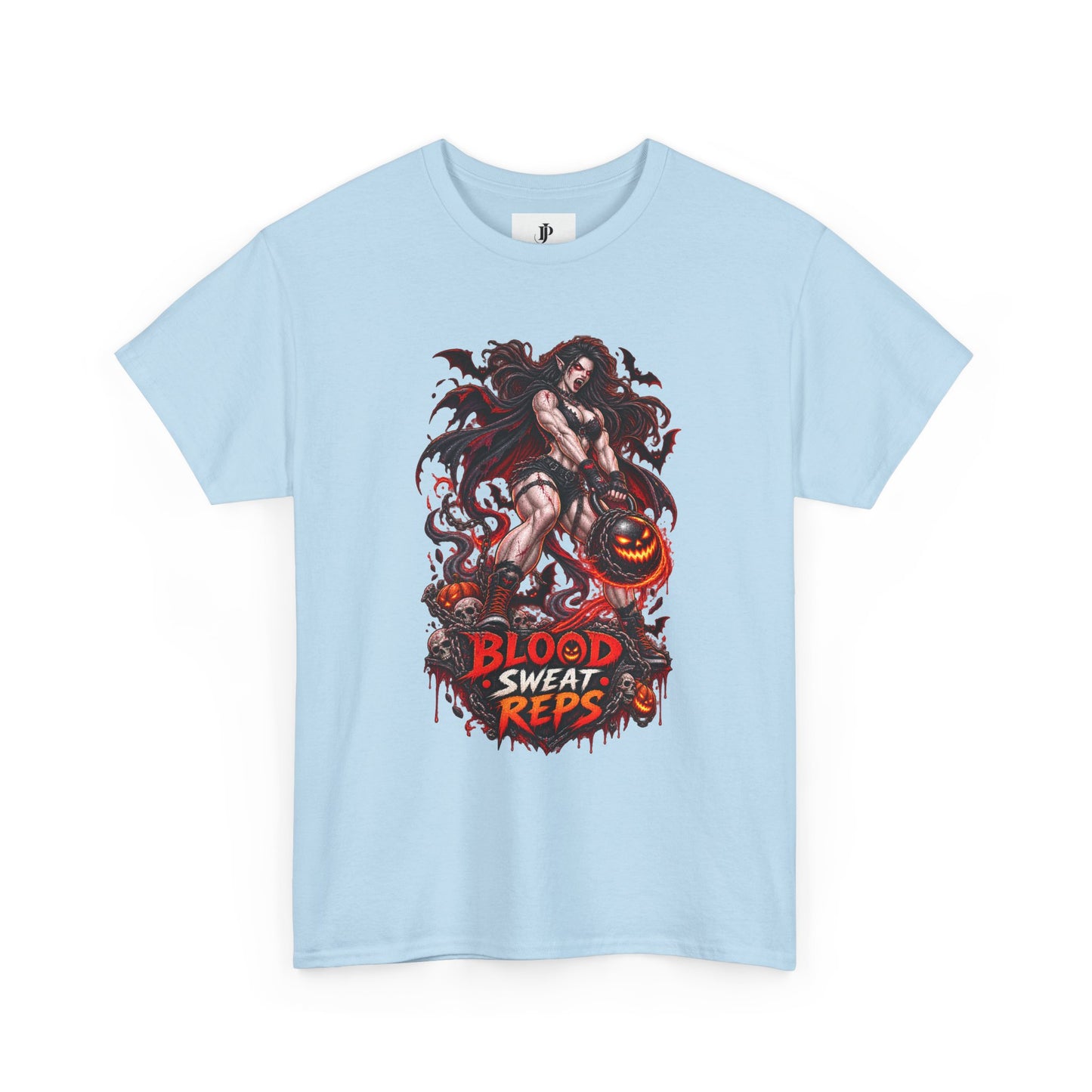 T-Shirt — Blood Sweat Reps Gym Tee (Barbell Demon Illustration)