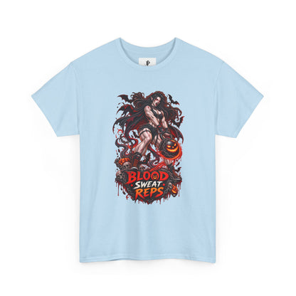 T-Shirt — Blood Sweat Reps Gym Tee (Barbell Demon Illustration)