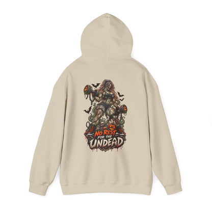 Undead Horror Hoodie – “No Rest for the Undead” Graphic Sweatshirt