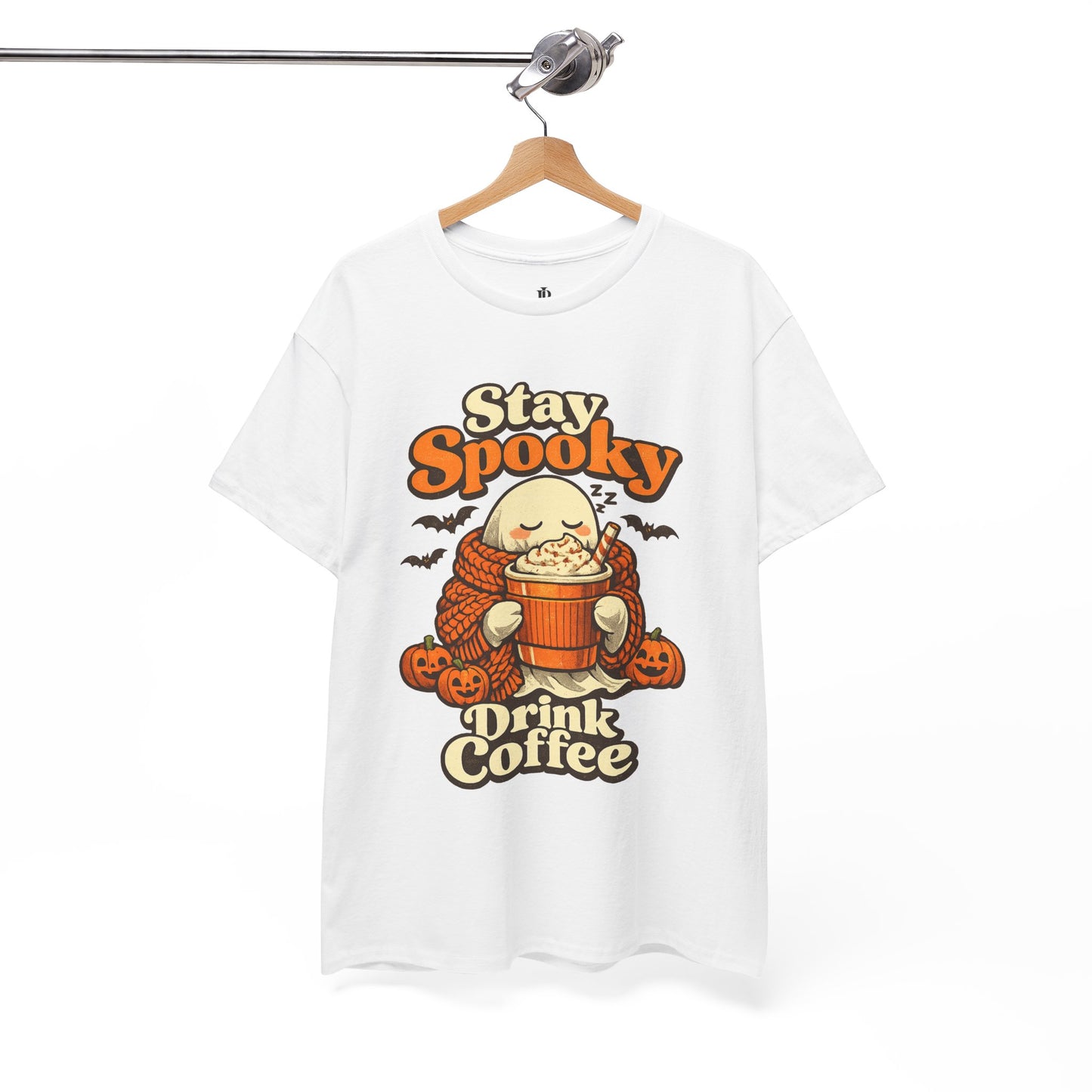 Halloween Ghost Coffee Shirt, Cozy Fall Graphic Tee, Autumn Pumpkin Spice Drink