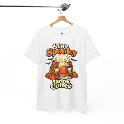 Halloween Ghost Coffee Shirt, Cozy Fall Graphic Tee, Autumn Pumpkin Spice Drink
