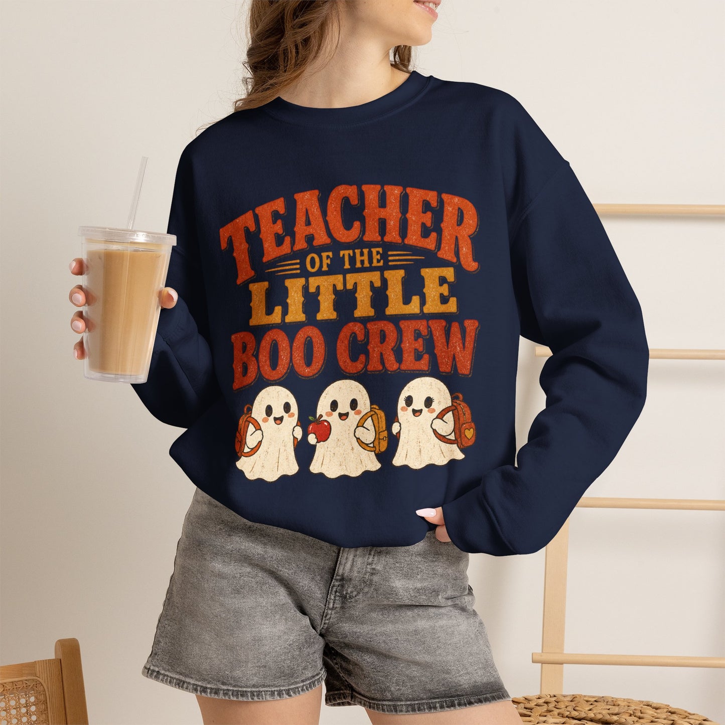 Teacher of the Little Boo Crew Sweatshirt, Cute Halloween Teacher Crewneck, Kindergarten Teacher Sweater, Cozy Fall School Sweatshirt