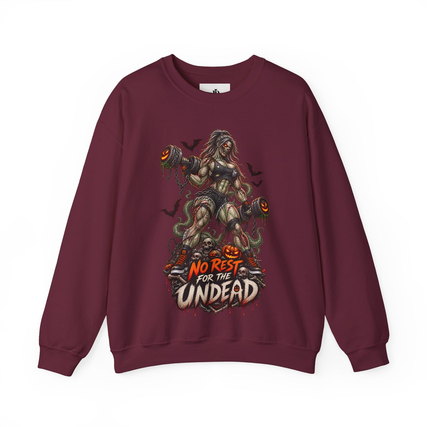 Zombie Weightlifter Sweatshirt — "No Rest for the Undead" Graphic Crewneck
