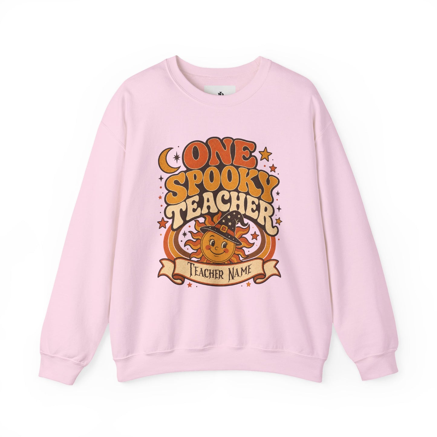 Spooky Teacher Sweatshirt, Personalized Retro Halloween Crewneck, Heavy Blend Cotton
