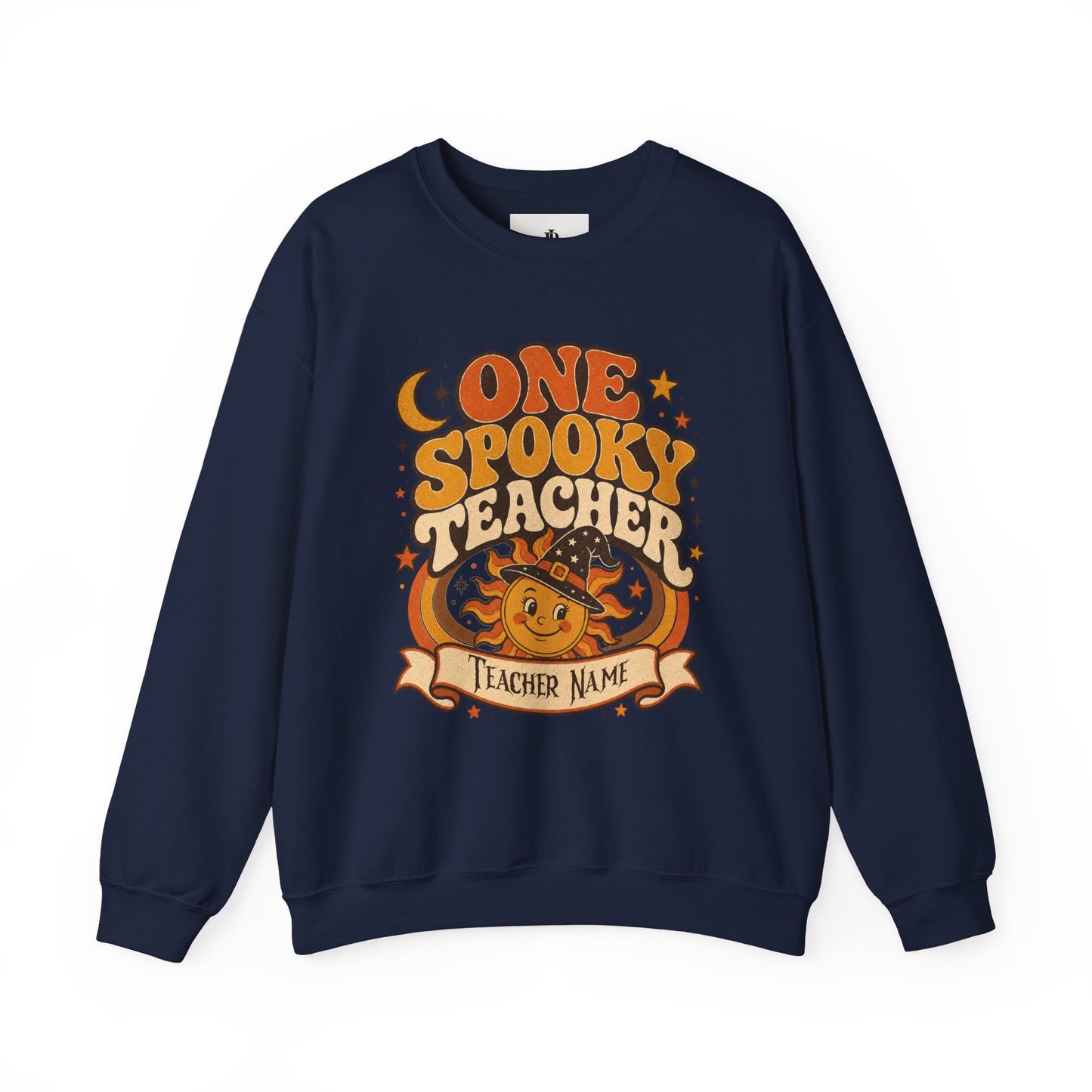 Spooky Teacher Sweatshirt, Personalized Retro Halloween Crewneck, Heavy Blend Cotton