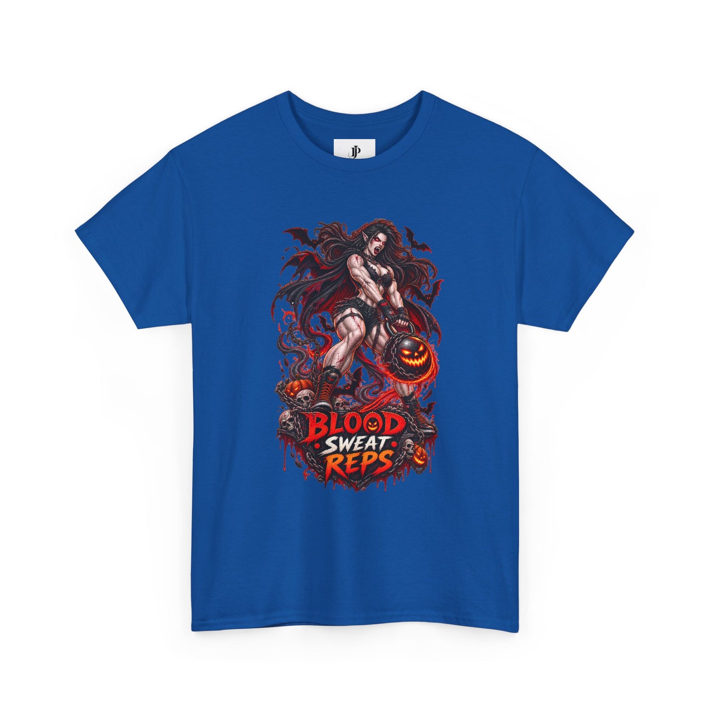 T-Shirt — Blood Sweat Reps Gym Tee (Barbell Demon Illustration)