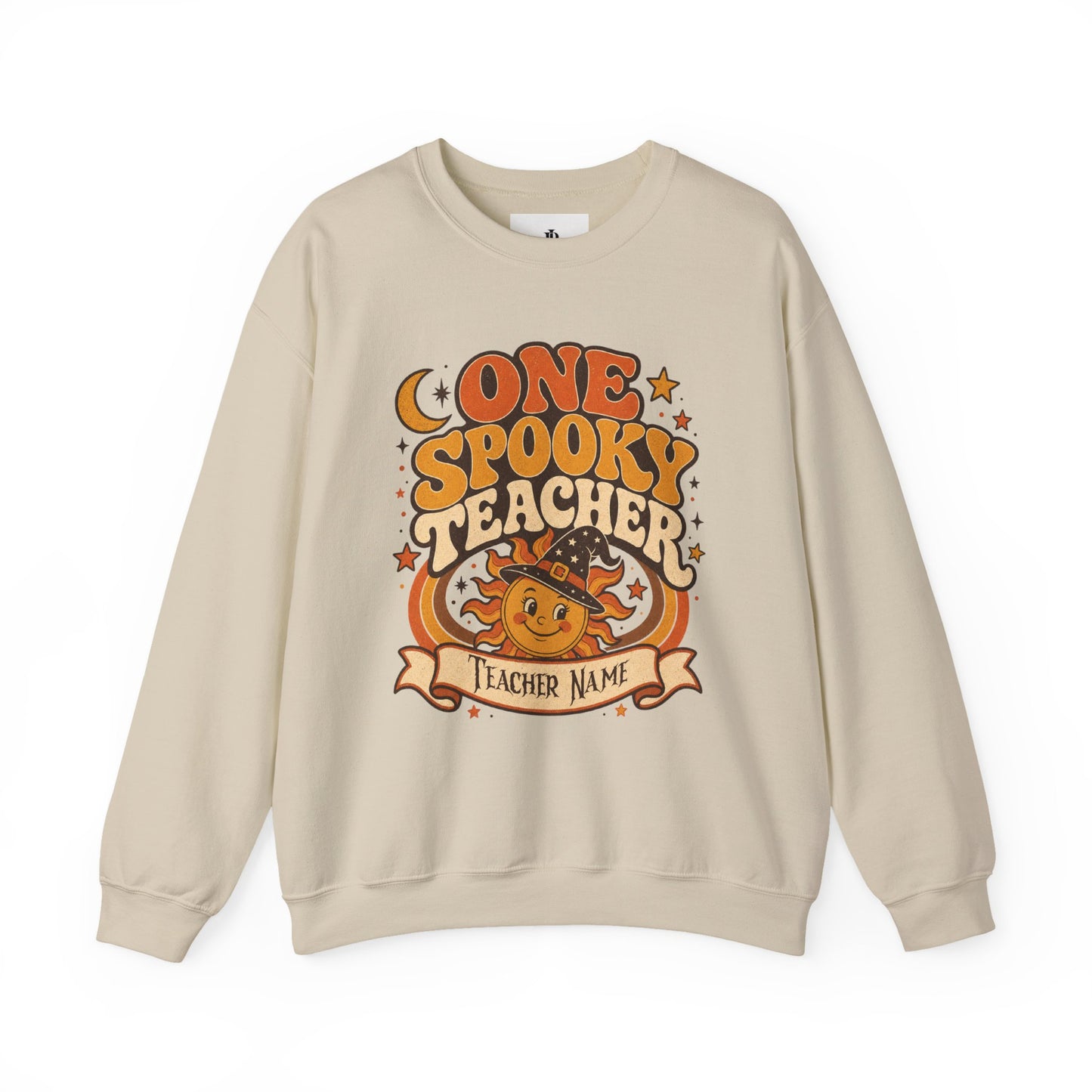 Spooky Teacher Sweatshirt, Personalized Retro Halloween Crewneck, Heavy Blend Cotton