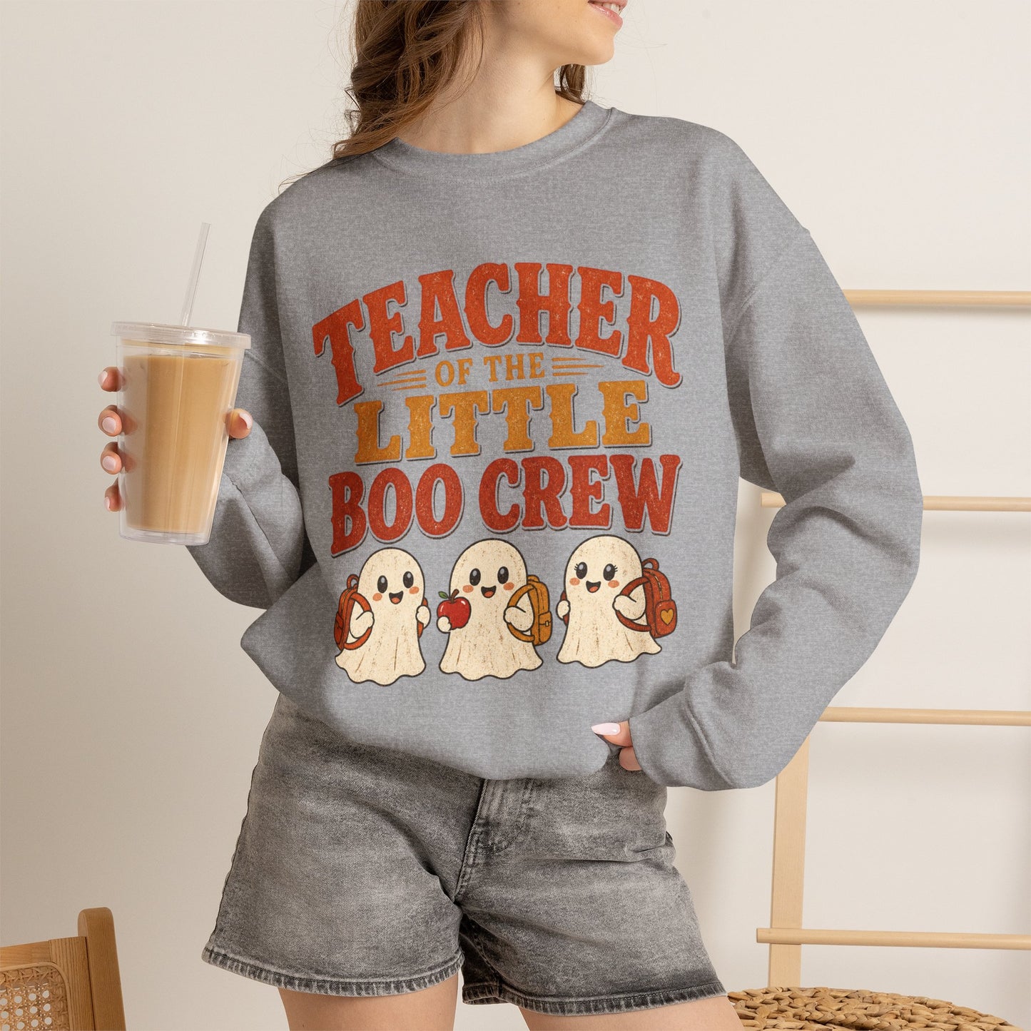 Teacher of the Little Boo Crew Sweatshirt, Cute Halloween Teacher Crewneck, Kindergarten Teacher Sweater, Cozy Fall School Sweatshirt
