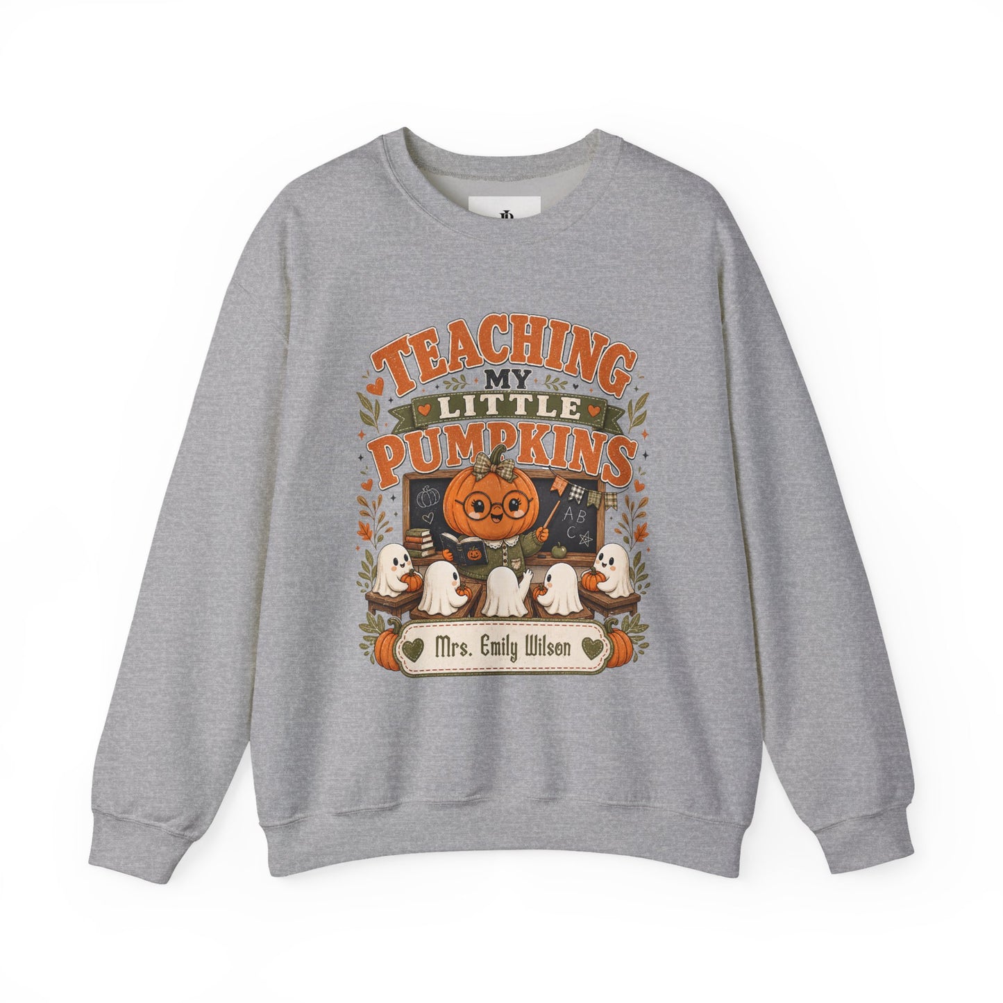 Teacher Halloween Sweatshirt, Teaching My Little Pumpkins Crewneck, Personalized Unisex Fit