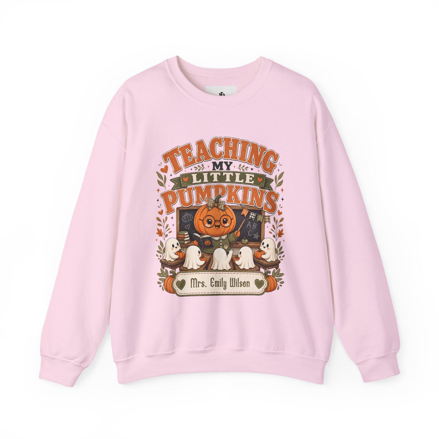 Teacher Halloween Sweatshirt, Teaching My Little Pumpkins Crewneck, Personalized Unisex Fit