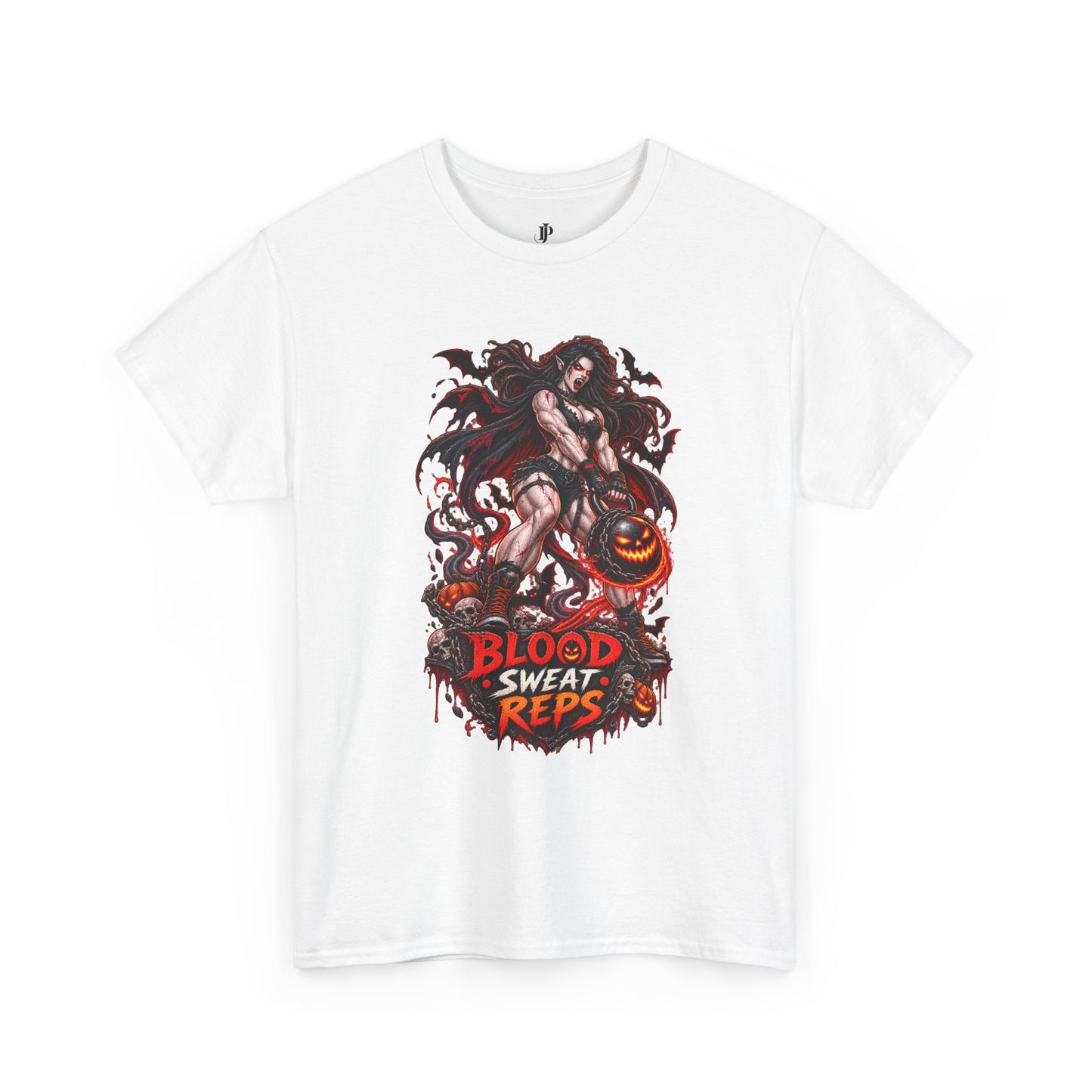 T-Shirt — Blood Sweat Reps Gym Tee (Barbell Demon Illustration)
