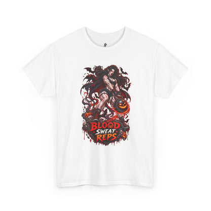 T-Shirt — Blood Sweat Reps Gym Tee (Barbell Demon Illustration)