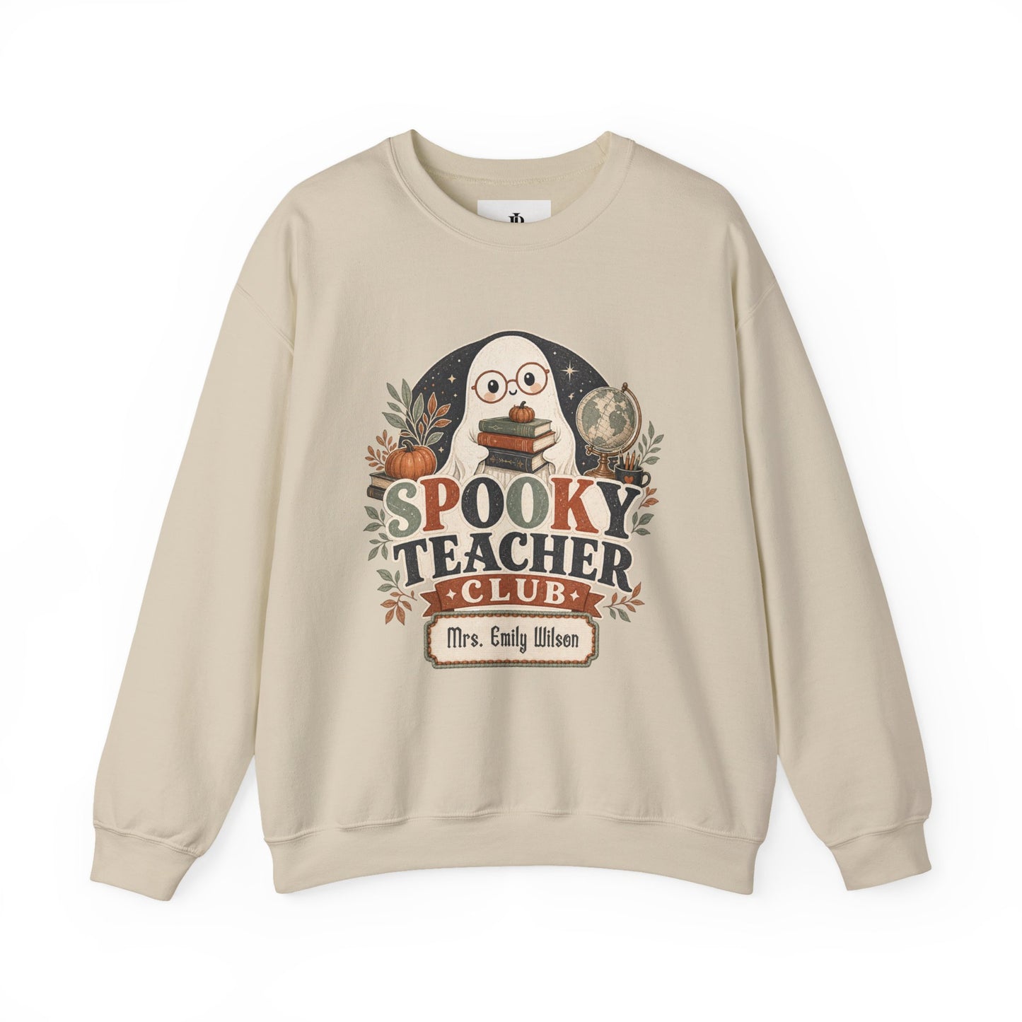 Spooky Teacher Sweatshirt, Personalized Halloween Ghost Crewneck, Soft Unisex Fit