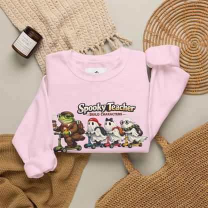 Personalized Teacher Sweatshirt, Spooky Ghost Halloween Crewneck, Custom Name and Grade
