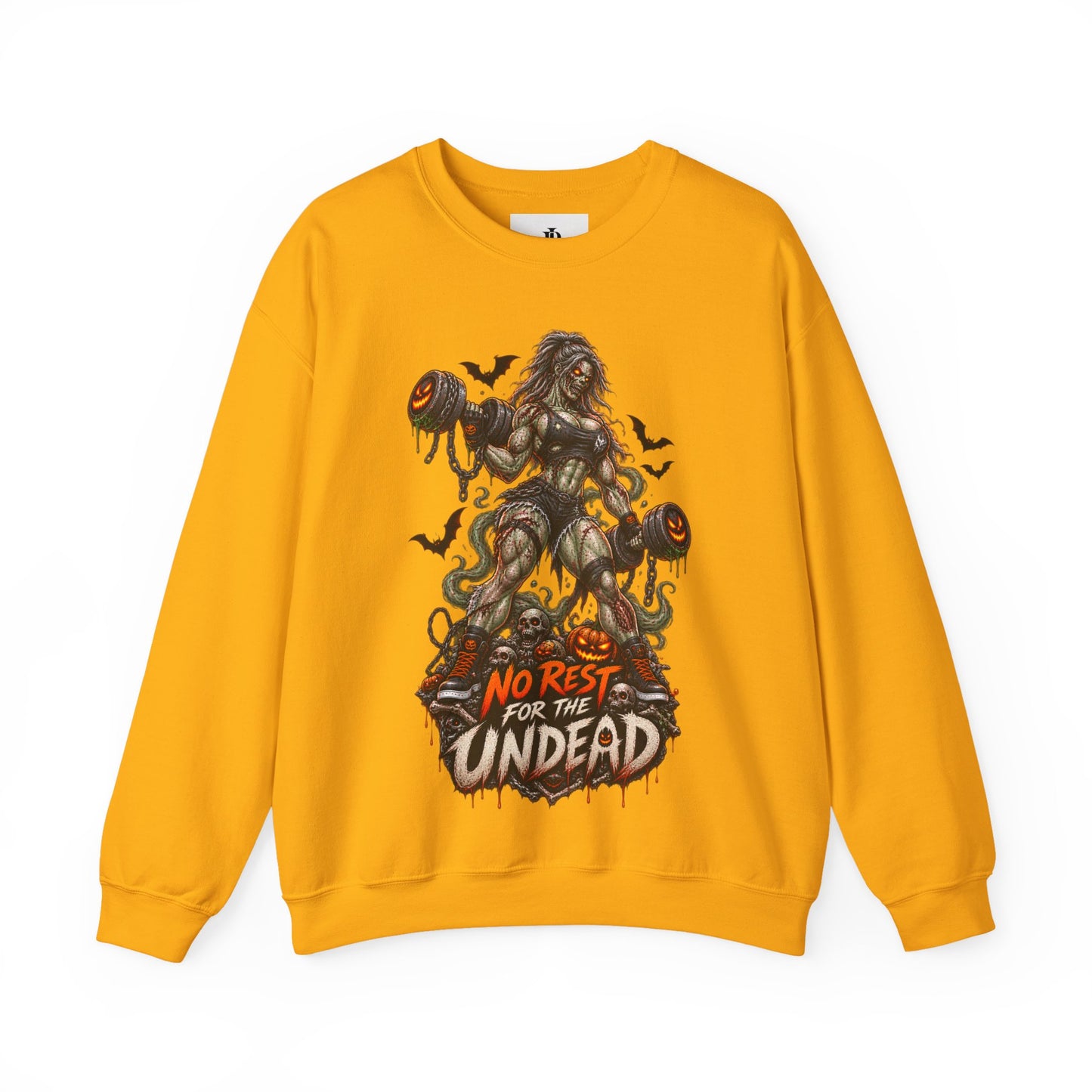 Zombie Weightlifter Sweatshirt — "No Rest for the Undead" Graphic Crewneck