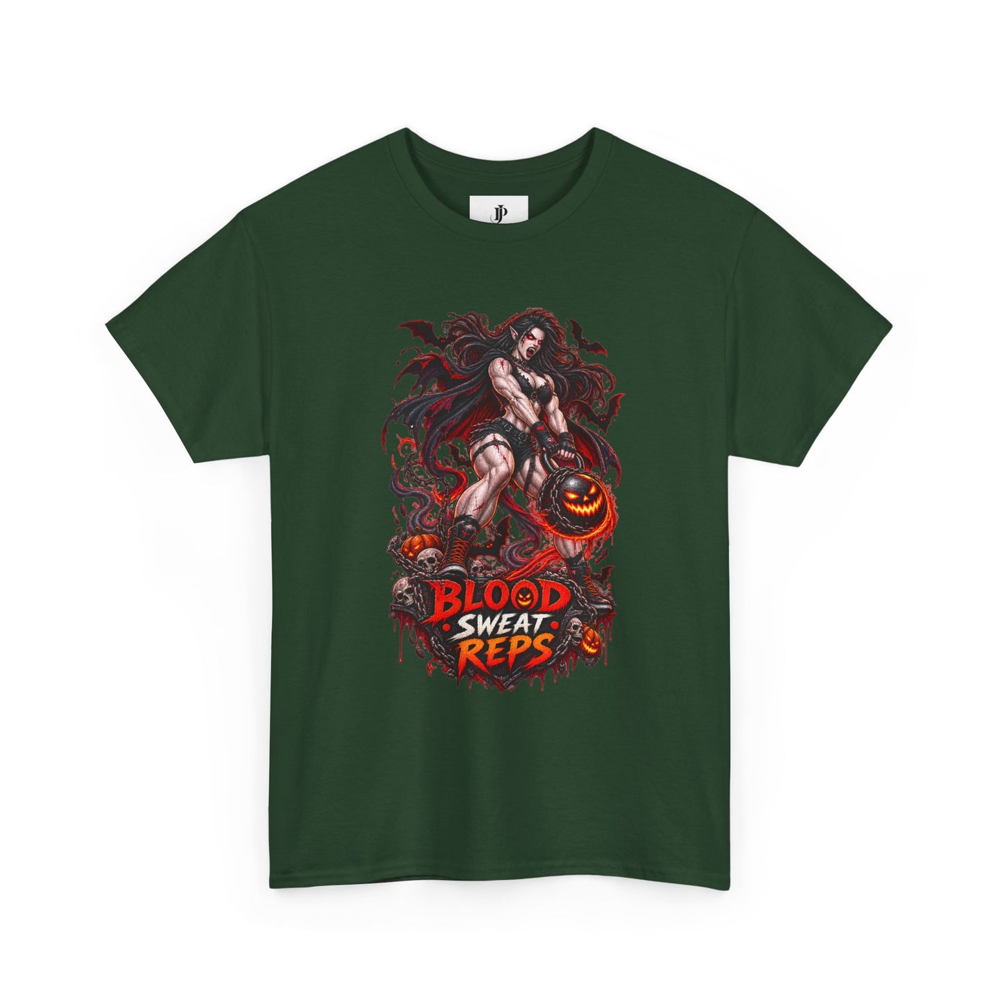 T-Shirt — Blood Sweat Reps Gym Tee (Barbell Demon Illustration)