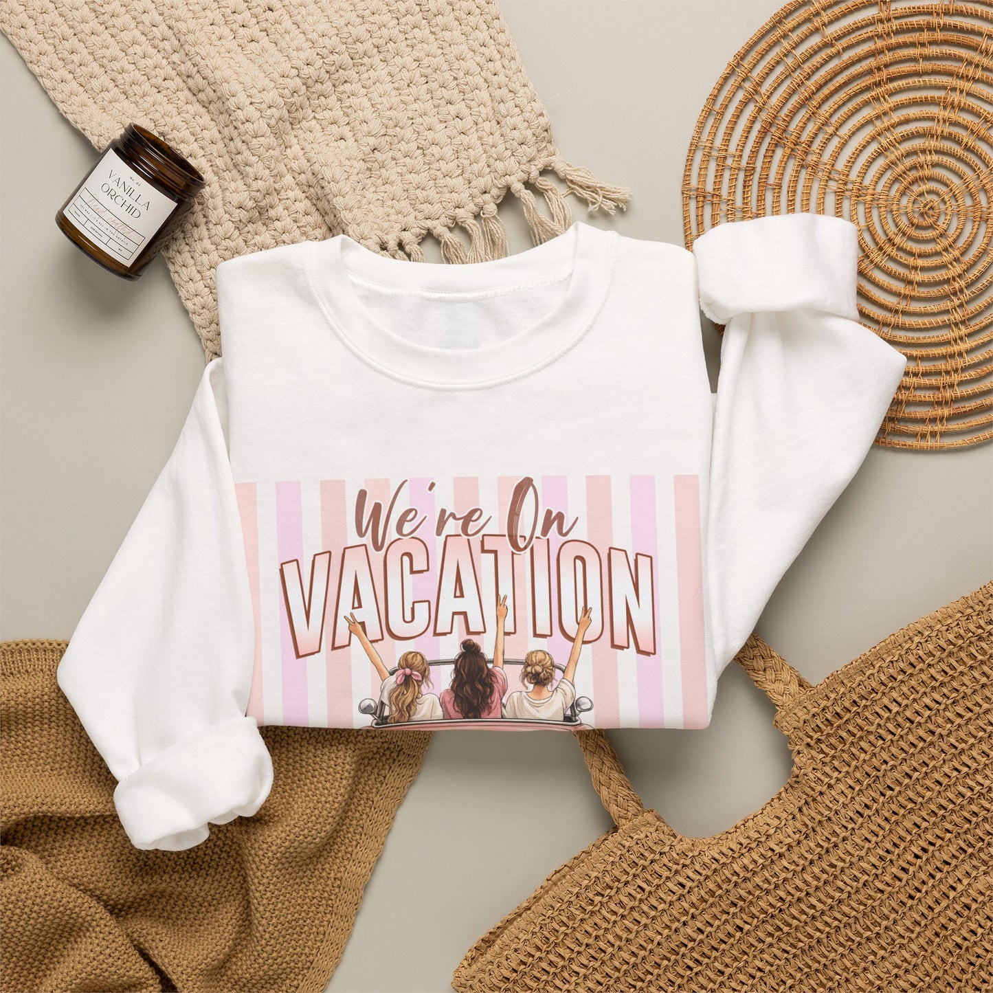 Girls Trip Sweatshirt, Personalized Vacation Crewneck, Soft Midweight Cotton Blend