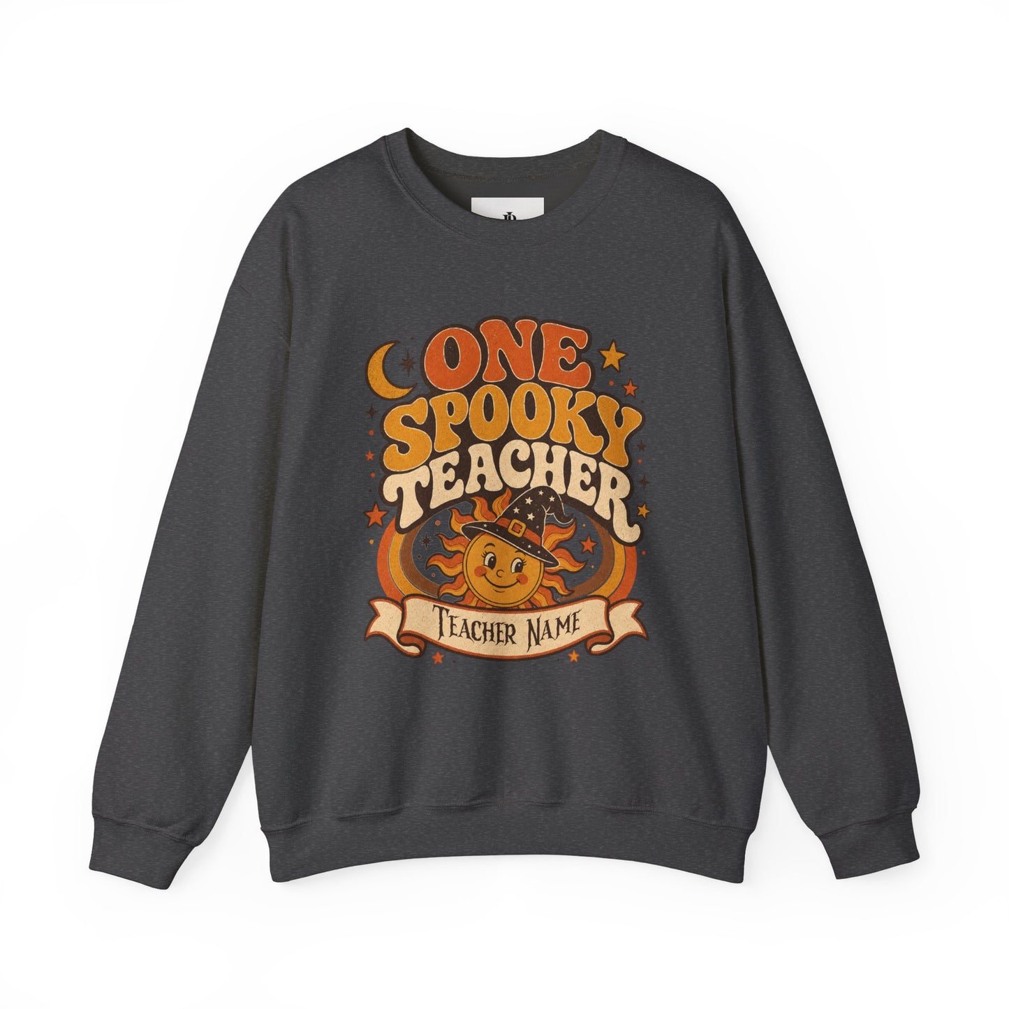 Spooky Teacher Sweatshirt, Personalized Retro Halloween Crewneck, Heavy Blend Cotton