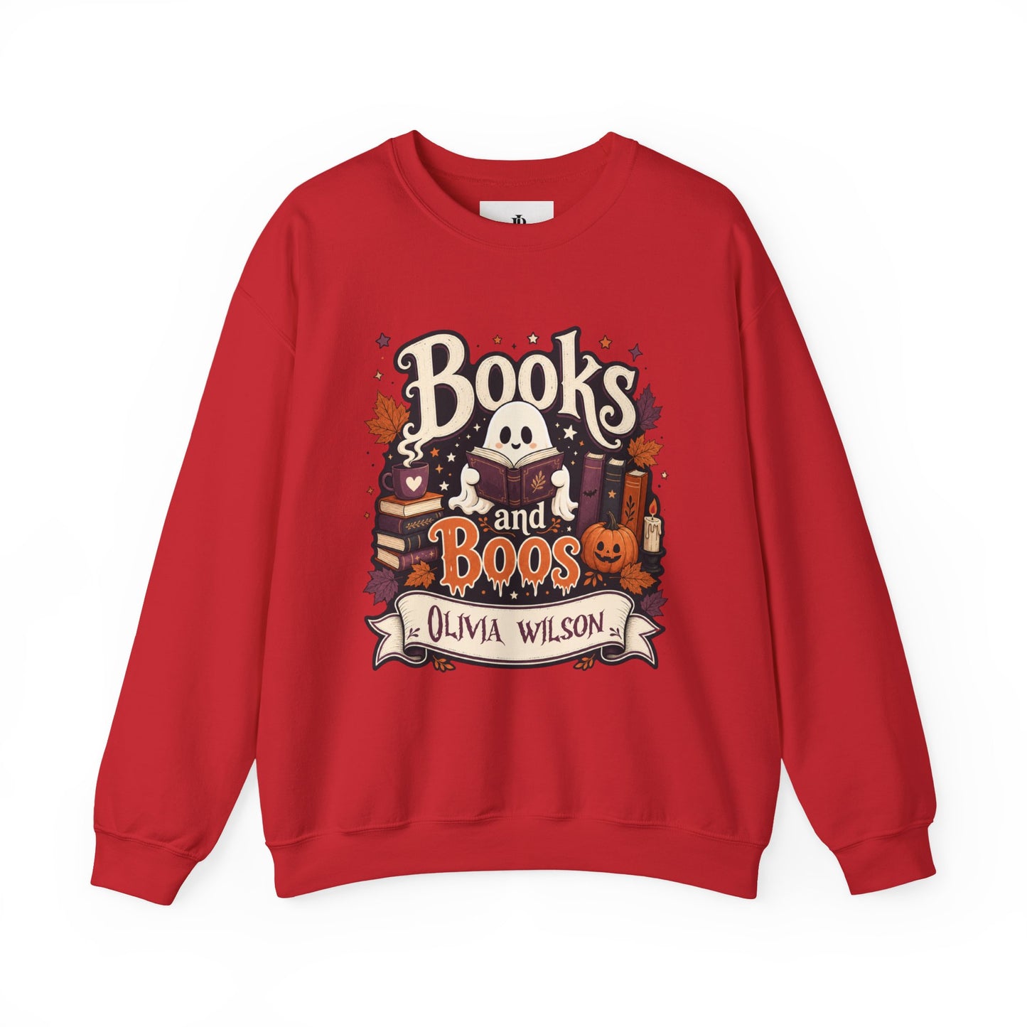Bookish Halloween Sweatshirt, Personalized Ghost Reading Crewneck, Cozy Cotton Blend