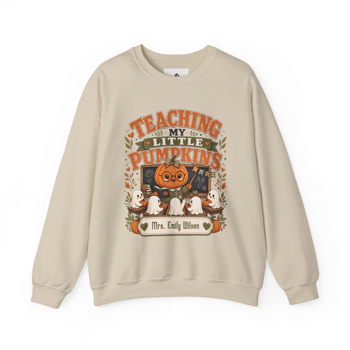 Teacher Halloween Sweatshirt, Teaching My Little Pumpkins Crewneck, Personalized Unisex Fit