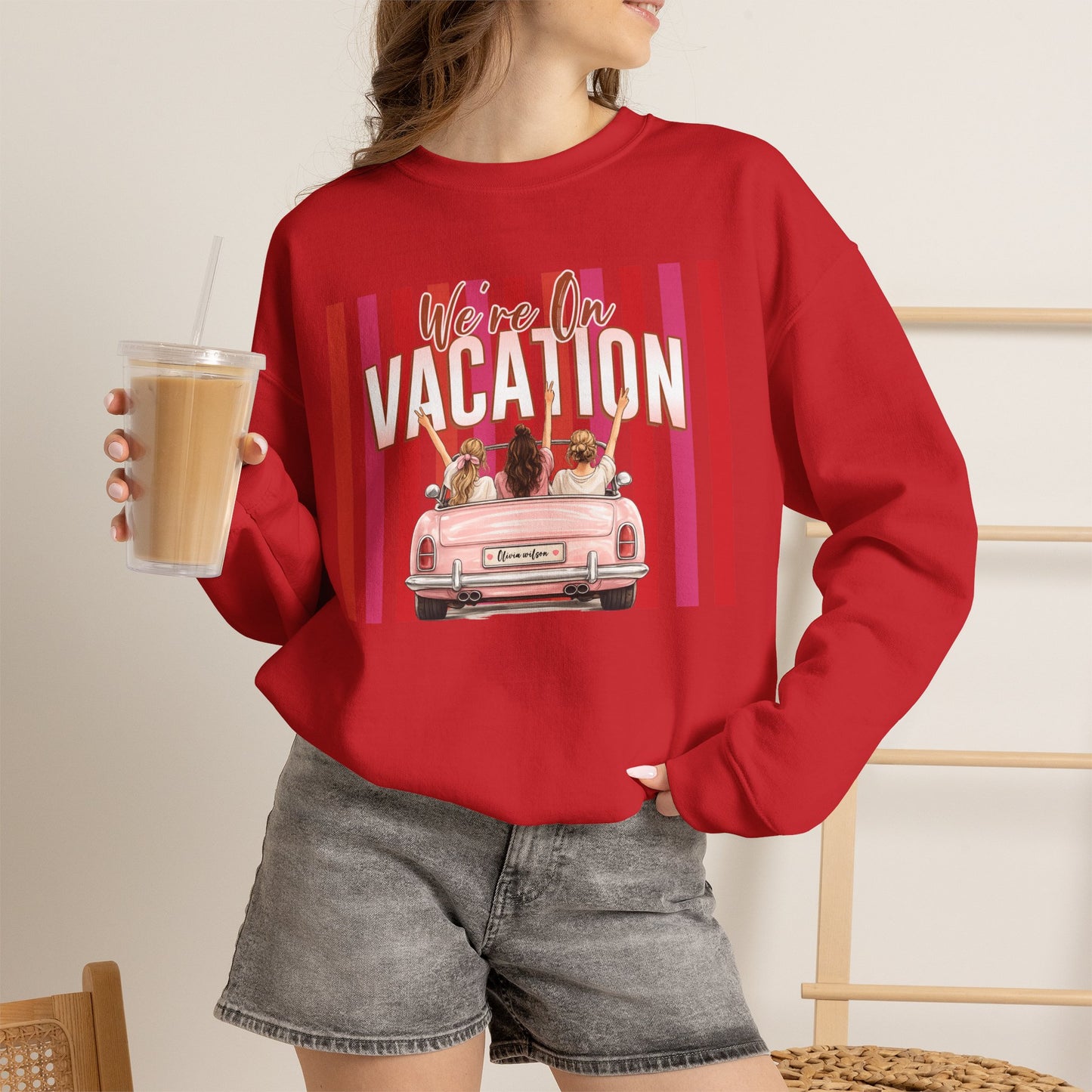 Girls Trip Sweatshirt, Personalized Vacation Crewneck, Soft Midweight Cotton Blend