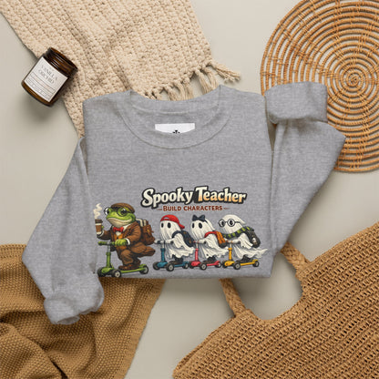 Personalized Teacher Sweatshirt, Spooky Ghost Halloween Crewneck, Custom Name and Grade