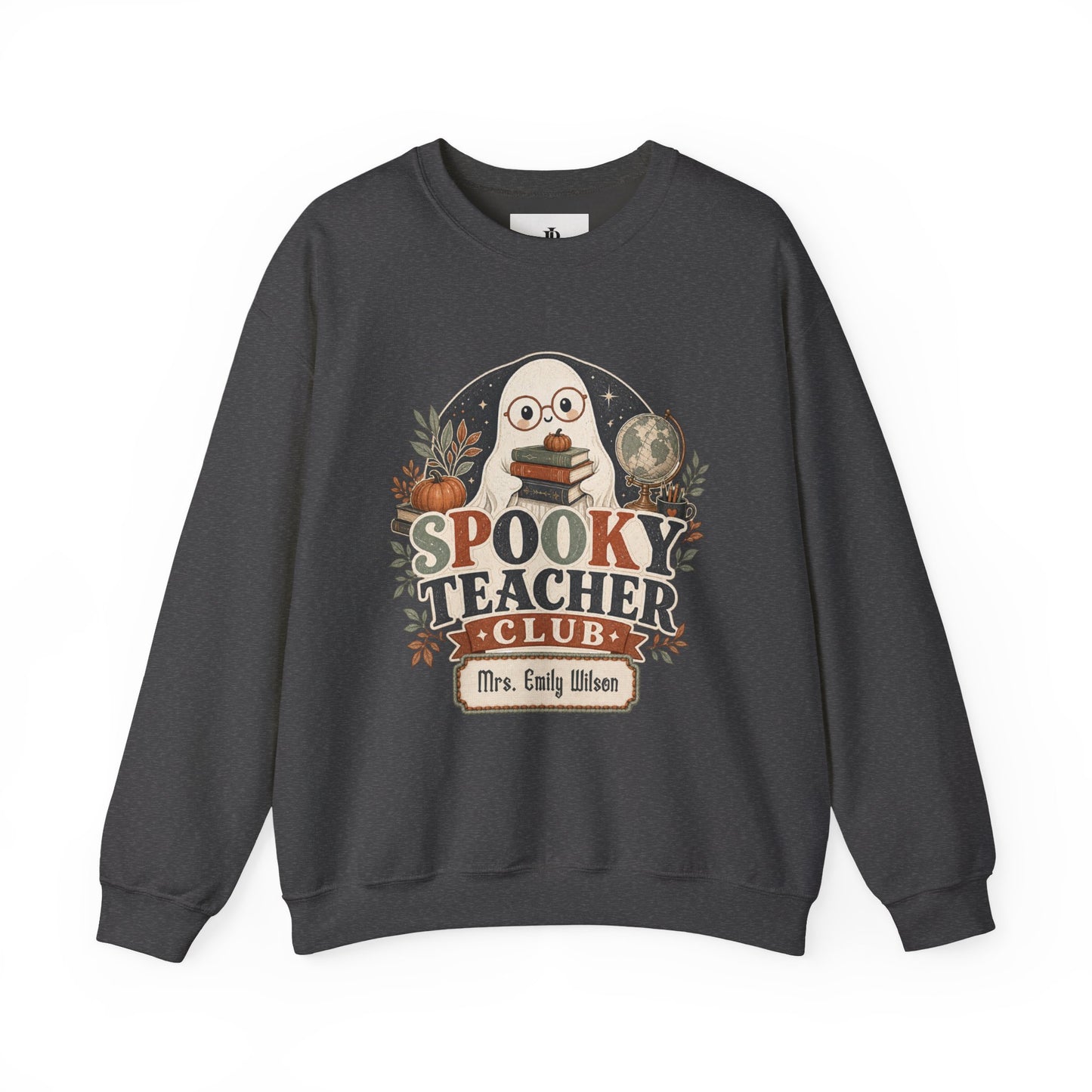 Spooky Teacher Sweatshirt, Personalized Halloween Ghost Crewneck, Soft Unisex Fit