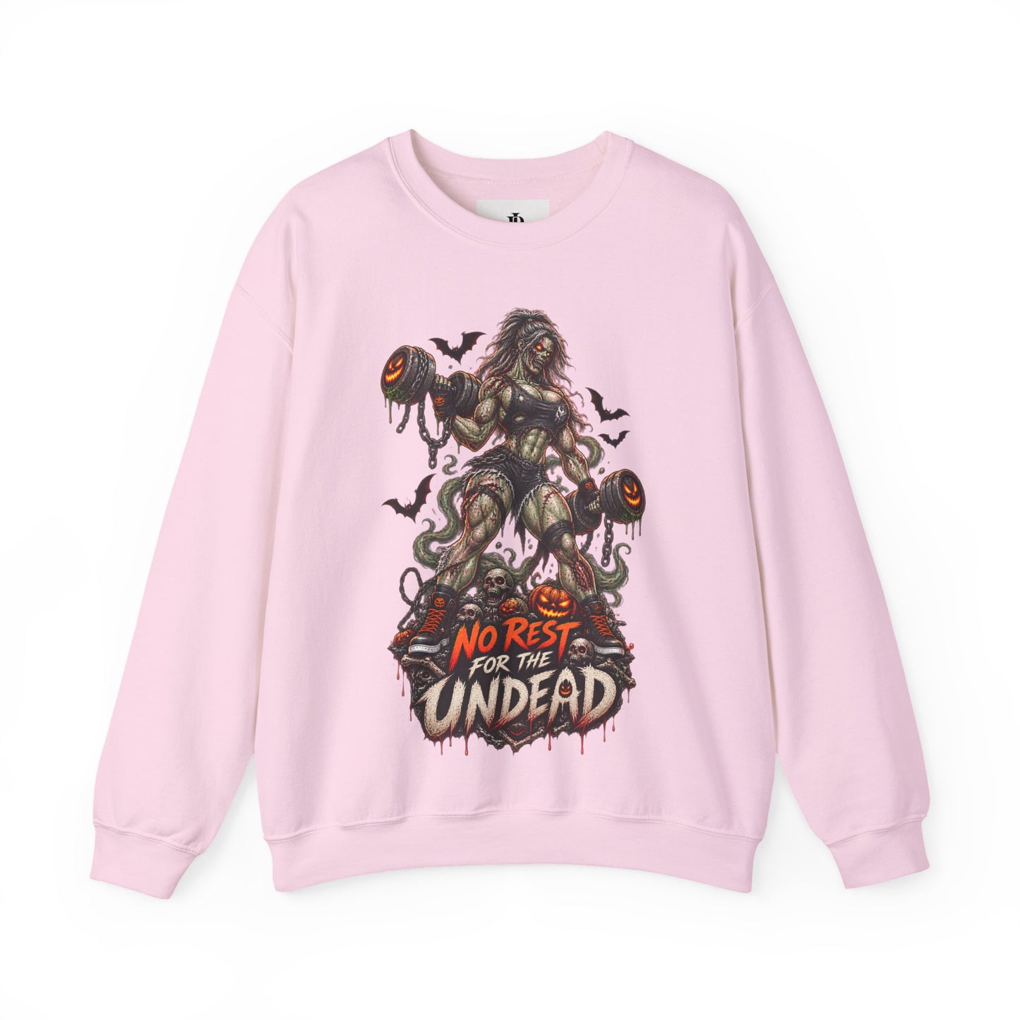 Zombie Weightlifter Sweatshirt — "No Rest for the Undead" Graphic Crewneck