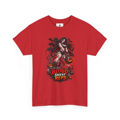 T-Shirt — Blood Sweat Reps Gym Tee (Barbell Demon Illustration)