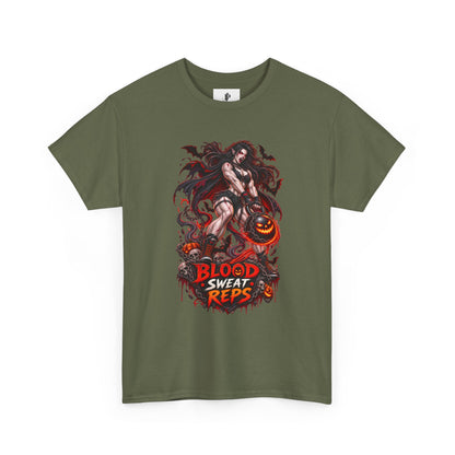 T-Shirt — Blood Sweat Reps Gym Tee (Barbell Demon Illustration)