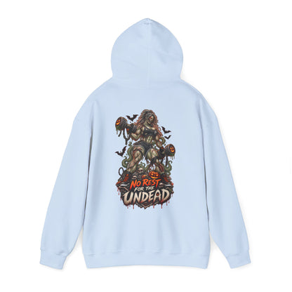 Undead Horror Hoodie – “No Rest for the Undead” Graphic Sweatshirt
