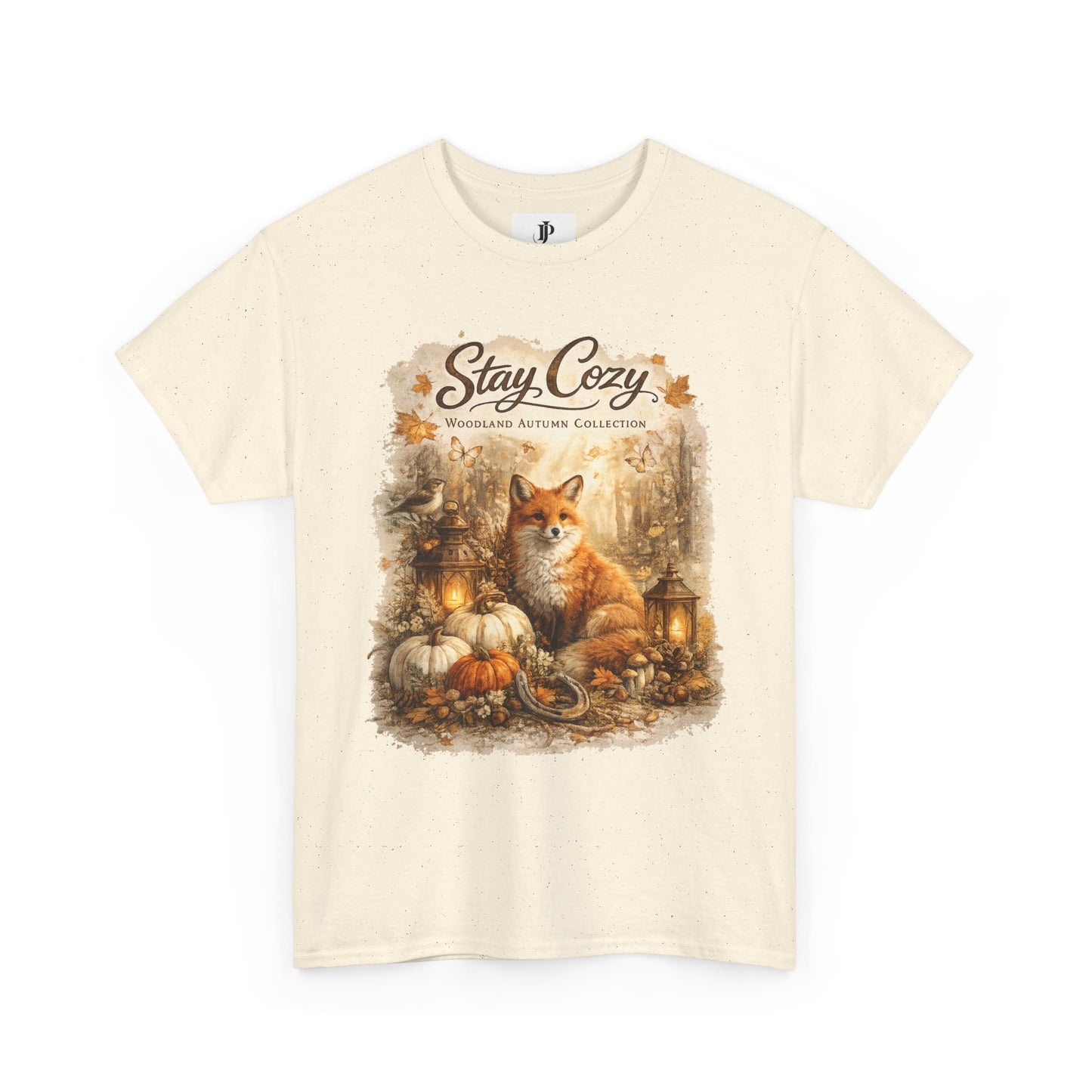 Stay Cozy Fox Fall Scene Tee | Autumn Pumpkin Lantern Woodland Shirt