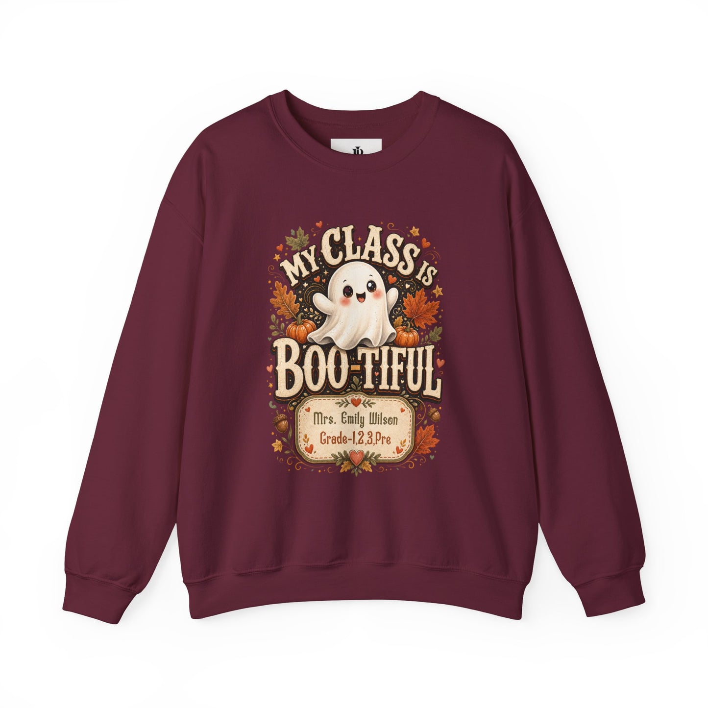 Teacher Halloween Sweatshirt Personalized, My Class Is Bootiful Crewneck, Soft Cotton Blend