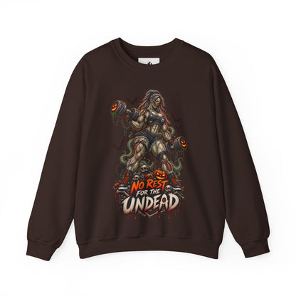 Zombie Weightlifter Sweatshirt — "No Rest for the Undead" Graphic Crewneck