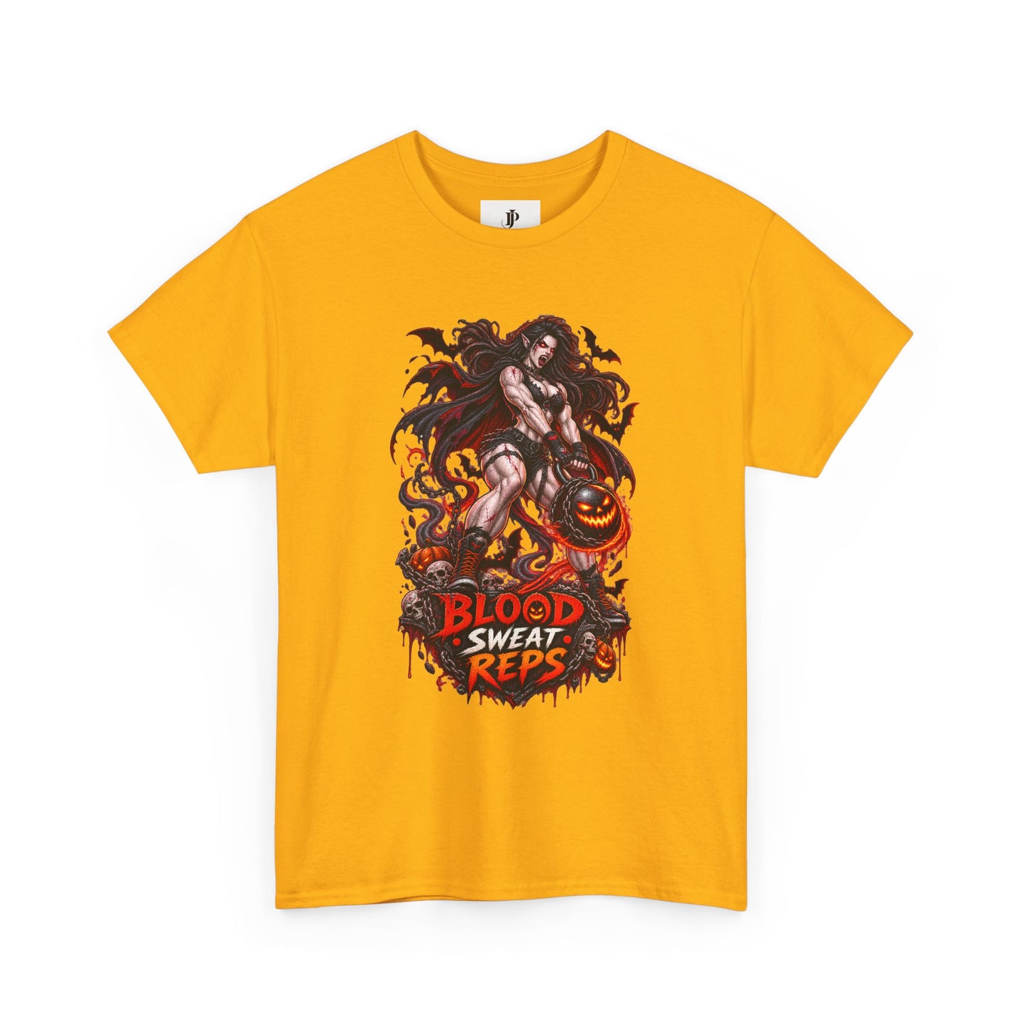 T-Shirt — Blood Sweat Reps Gym Tee (Barbell Demon Illustration)